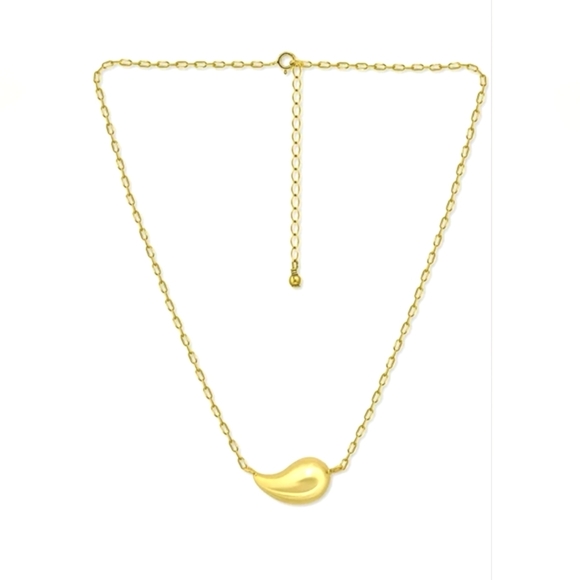 Teardrop Paperclip Chain 18" Pendant Necklace, 18k Gold Over Silver - Picture 4 of 4